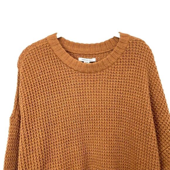 American Eagle unisex chunky oversized knit sweater Size M caramel camel brown - Picture 2 of 5